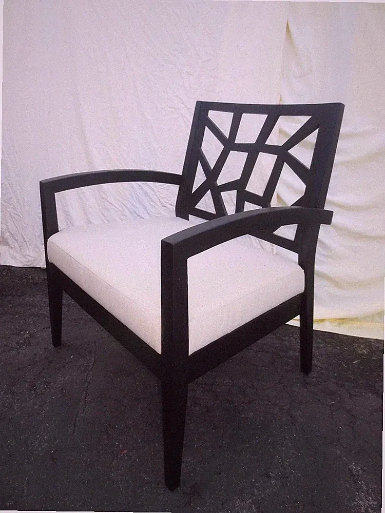 Fretwork arm Chair West Indies Chinese Chippendale Regency Captain West Elm STY