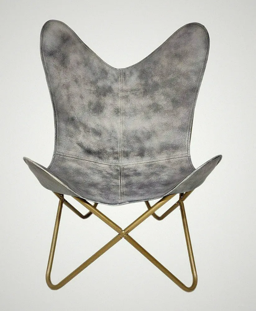 Handmade Vintage Leather Butterfly Chair Luxury Lounge Accent Home Decor
