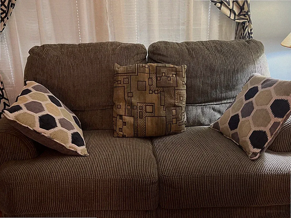 Green/Gray colored Double Recliner Loveseat