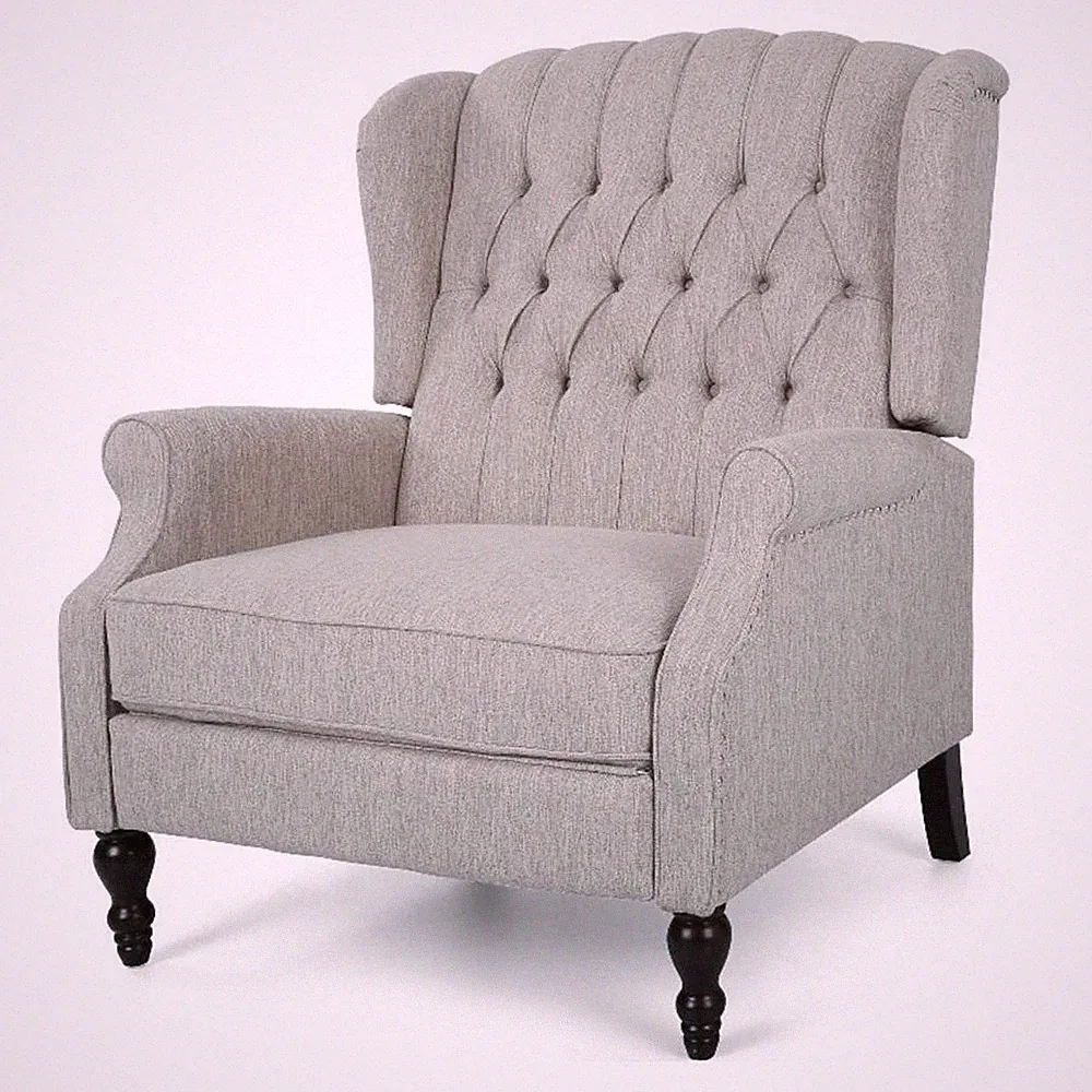 Jade Oversize Wide Chair Manual Recliner- Light Gray Tufted
