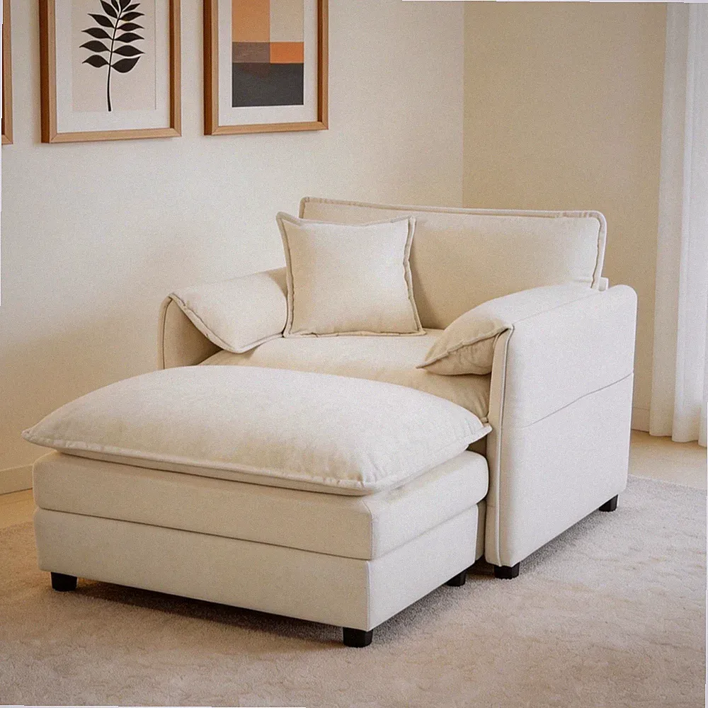 (Old:W3163S00001) Oversized 57.48" Recliner Chair with Movable Ottoman - Soft C
