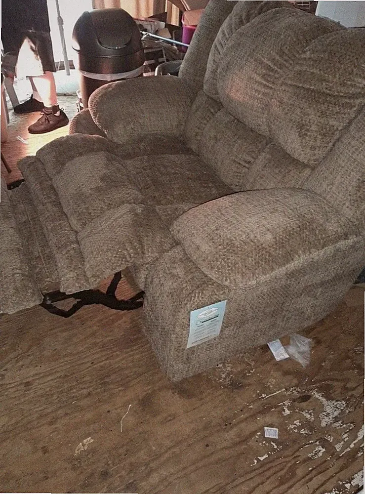 Overstuffed recliner chair